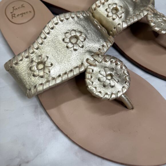 Jack Rogers Flat Sandals Gold Metallic Womens Size 10 M Preppy Beach - Picture 3 of 5